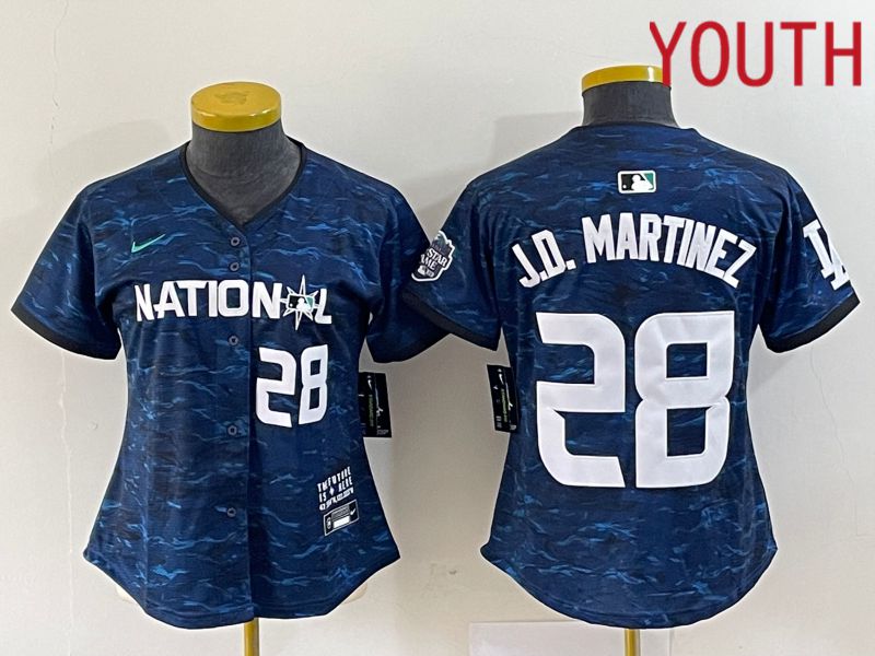 Youth Boston Red Sox #28 J.D.Martinez National League Nike Royal 2023 MLB All Star MLB Jersey